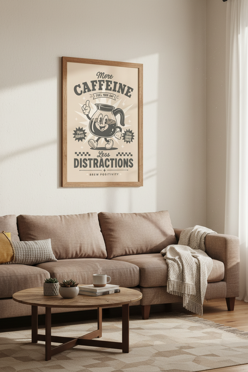 Retro Coffee Cartoon Wall Art Print | Kitchen Decor | Vintage Aesthetic Poster