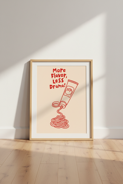 Retro Kitchen Art Print | Red Tomato Paste Kitsch Poster, Funny Dining Decor