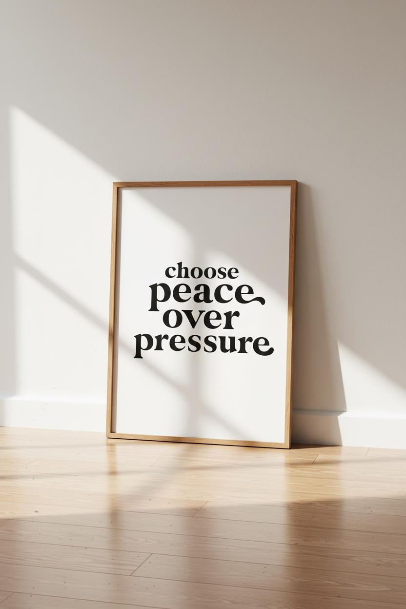 Choose Peace Over Pressure Wall Art | Minimalist Quote Poster | Modern Zen Decor