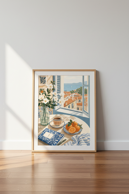 Mediterranean Window Scene | European Coastal Art, Kitchen &amp; Sunroom Decor