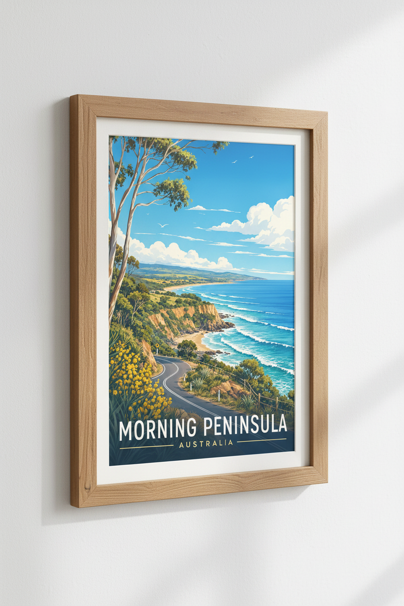Mornington Peninsula Print | Retro Australian Coastal Wall Art, Beach House Decor