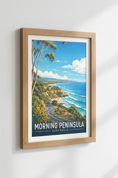 Mornington Peninsula Print | Retro Australian Coastal Wall Art, Beach House Decor
