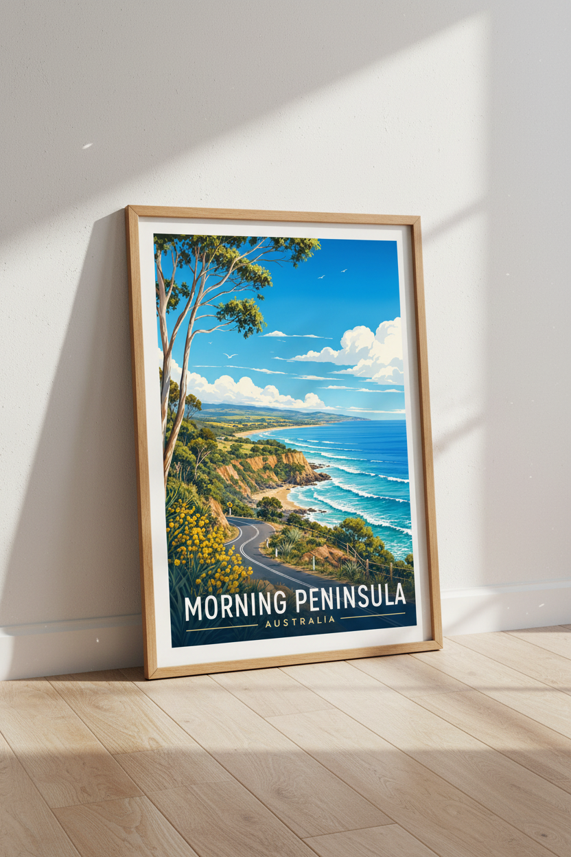 Mornington Peninsula Print | Retro Australian Coastal Wall Art, Beach House Decor