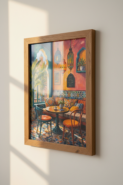 Moroccan Cafe Wall Art Print | Vibrant Boho Kitchen Decor | Impressionist Poster