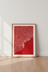 Tokyo City Map Wall Art | Red Minimalist Japan Poster | Modern Office Decor