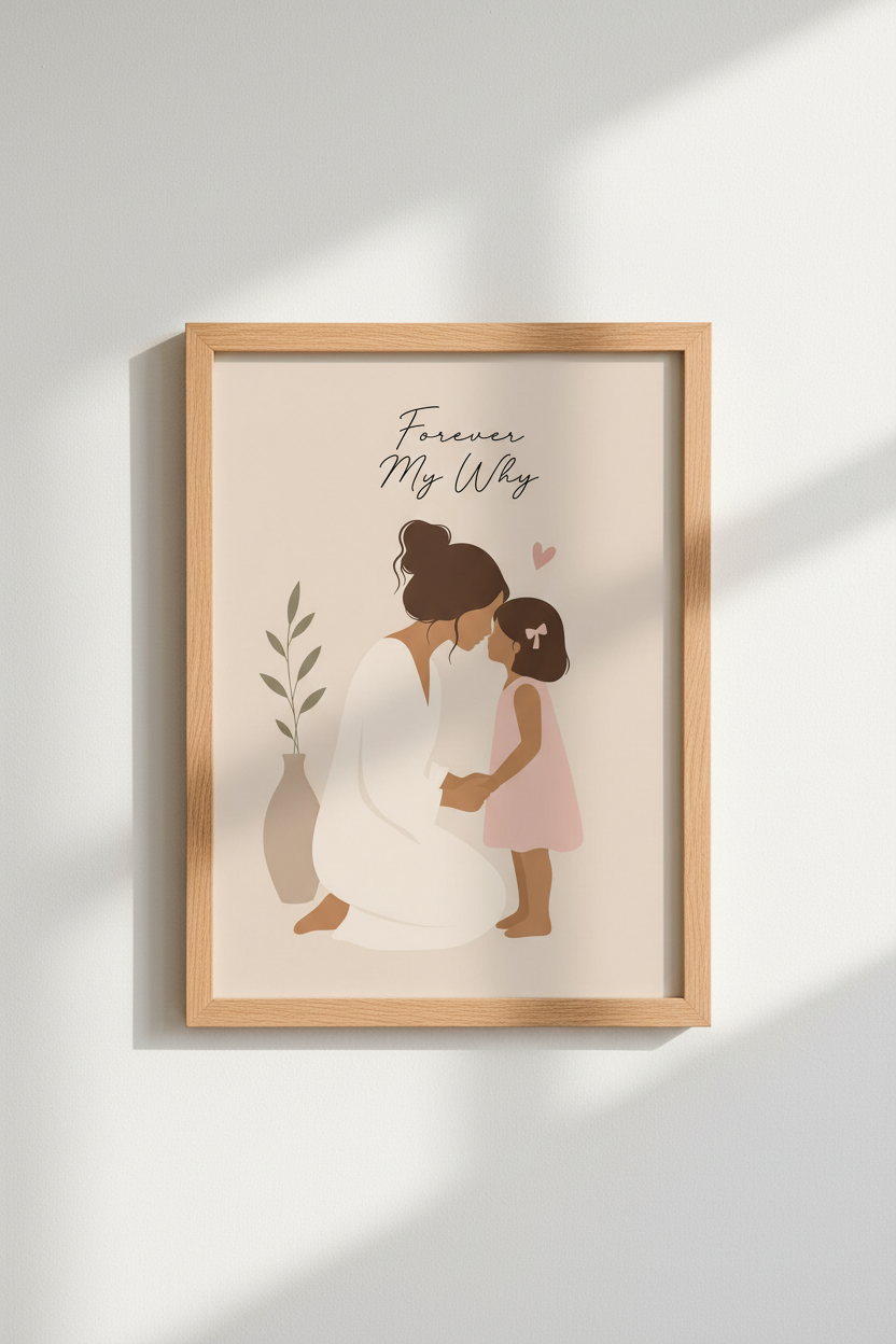 Mother Daughter Wall Art Print | Boho Nursery Decor | Minimalist Poster
