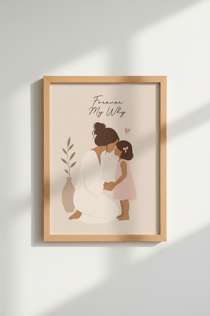 Mother Daughter Wall Art Print | Boho Nursery Decor | Minimalist Poster