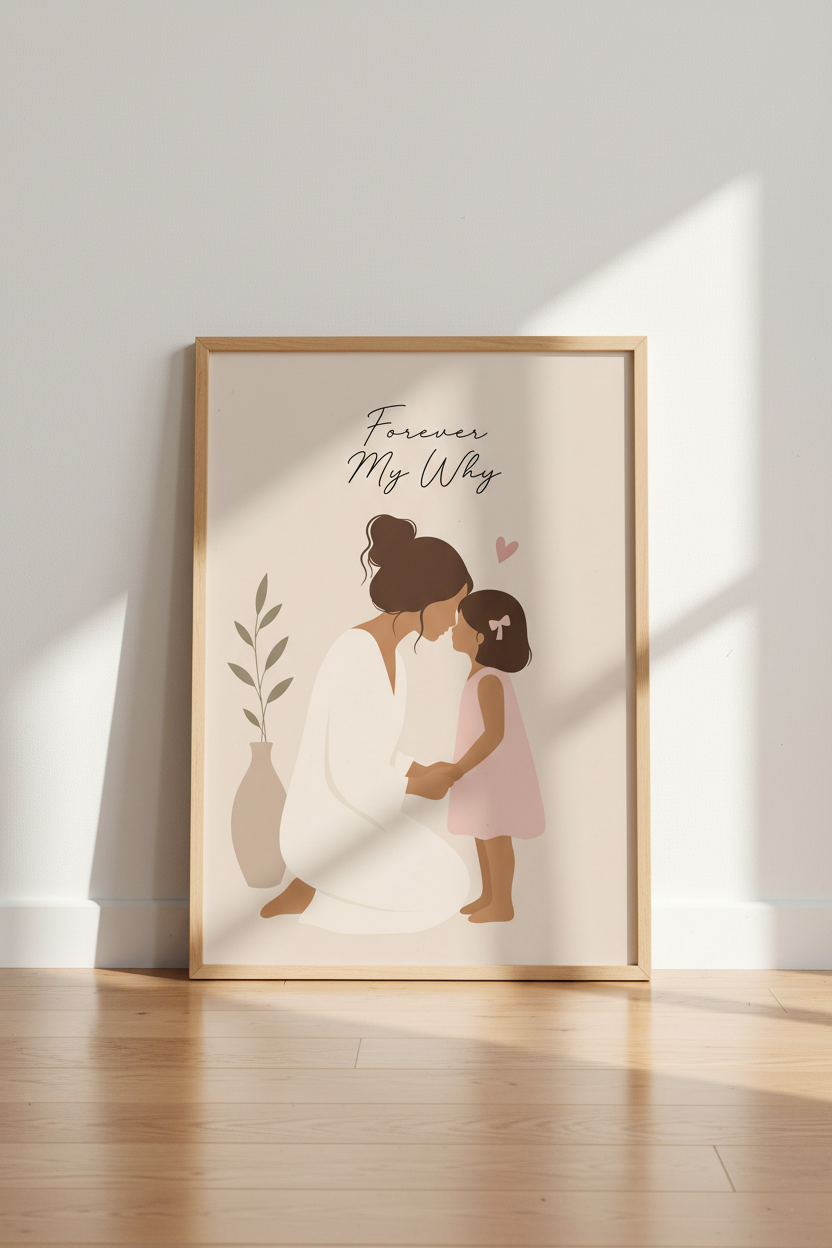 Mother Daughter Wall Art Print | Boho Nursery Decor | Minimalist Poster
