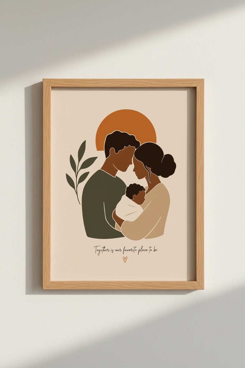 Boho Family Wall Art Print | Nursery Decor | Minimalist Poster