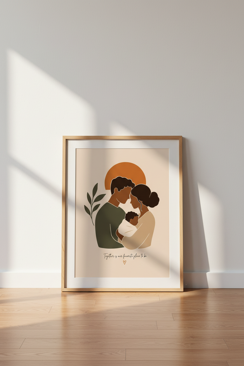 Boho Family Wall Art Print | Nursery Decor | Minimalist Poster