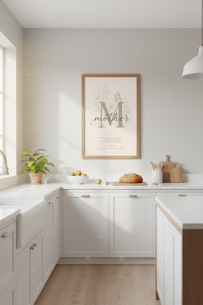 Mother Definition Wall Art | Floral Botanical Poster, Sentimental Mother&