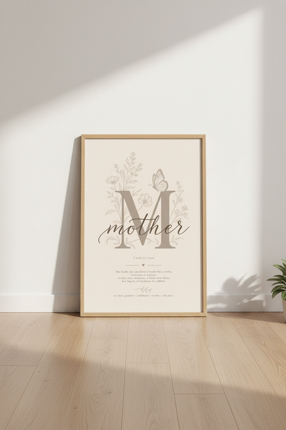 Mother Definition Wall Art | Floral Botanical Poster, Sentimental Mother&