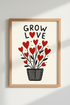 Whimsical Heart Wall Art Print | Living Room Decor | Red Accent Poster