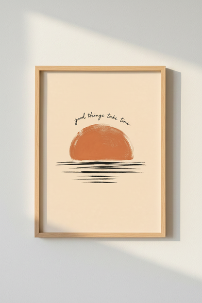 Minimalist Sun Wall Art Print | Living Room Decor | Warm Poster