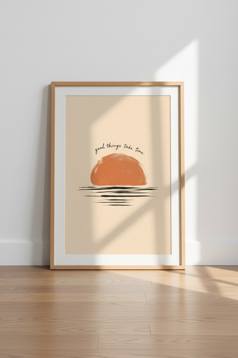 Minimalist Sun Wall Art Print | Living Room Decor | Warm Poster