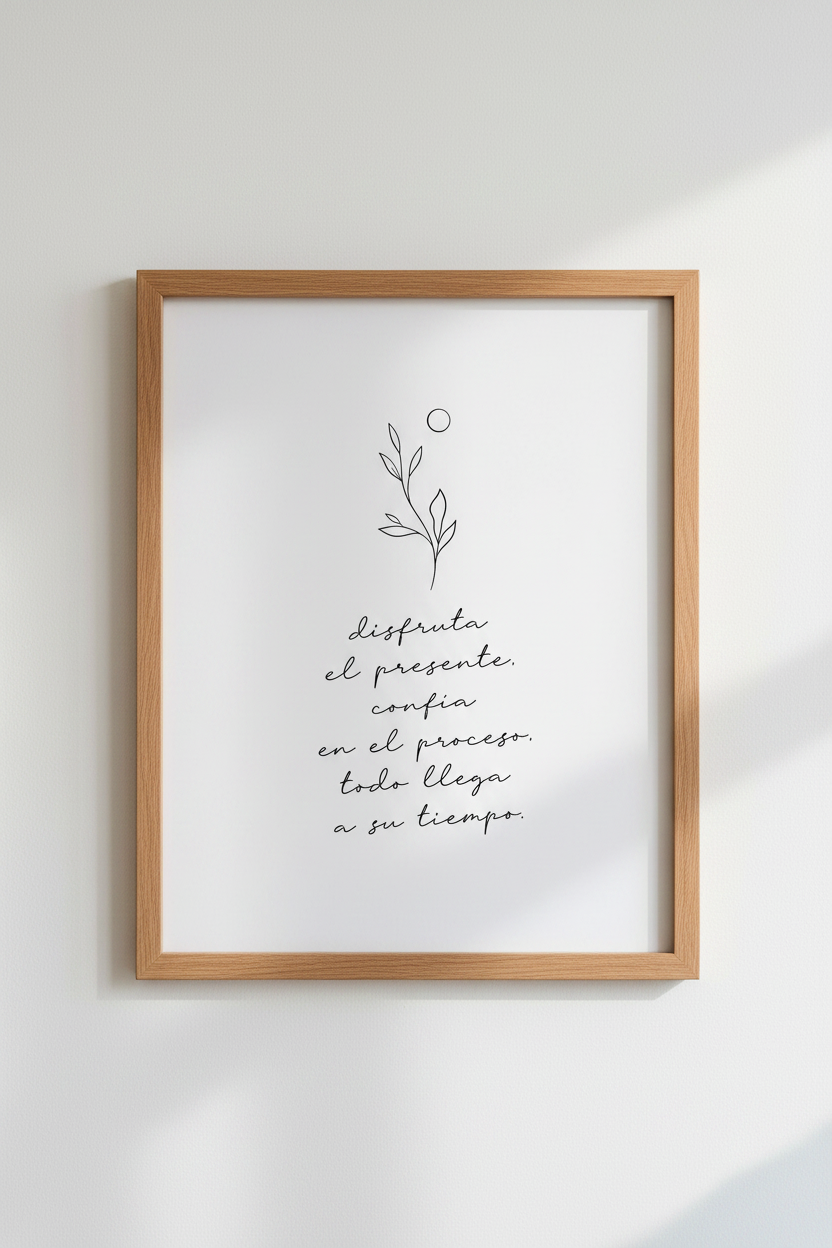 Spanish Quote Wall Art | Minimalist Botanical Print, Zen Home Decor Poster