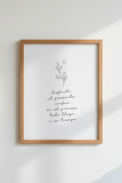 Spanish Quote Wall Art | Minimalist Botanical Print, Zen Home Decor Poster
