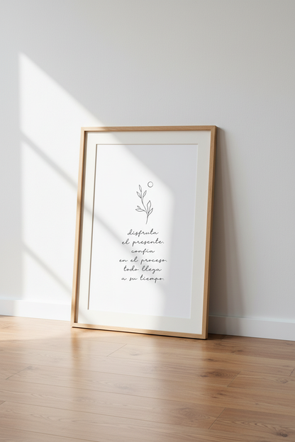 Spanish Quote Wall Art | Minimalist Botanical Print, Zen Home Decor Poster