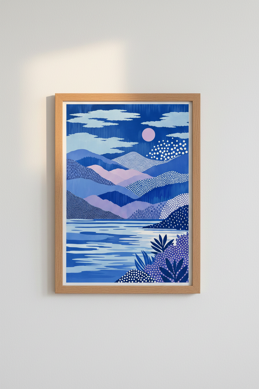 Abstract Landscape | Modern blues &amp; purples, Living Room Decor