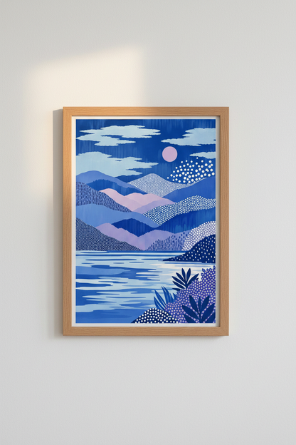 Abstract Landscape | Modern blues &amp; purples, Living Room Decor