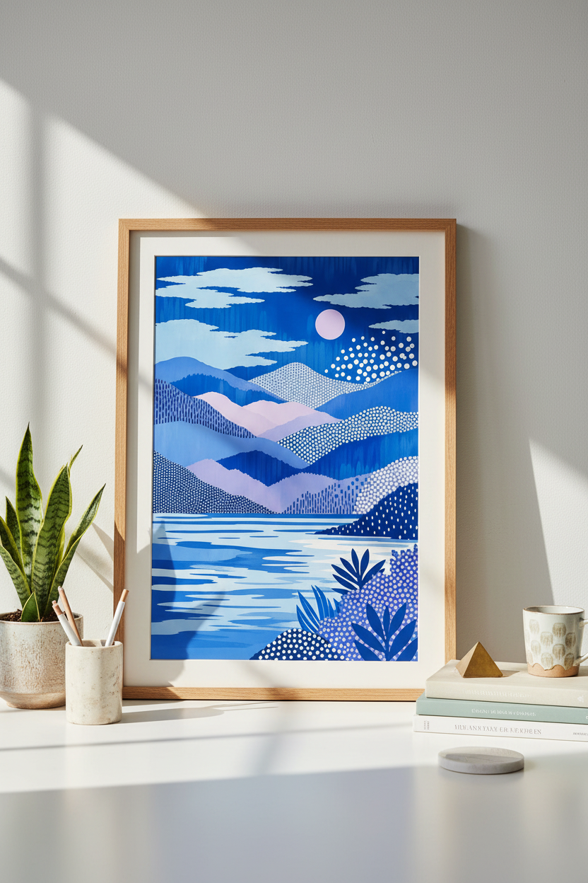 Abstract Landscape | Modern blues &amp; purples, Living Room Decor