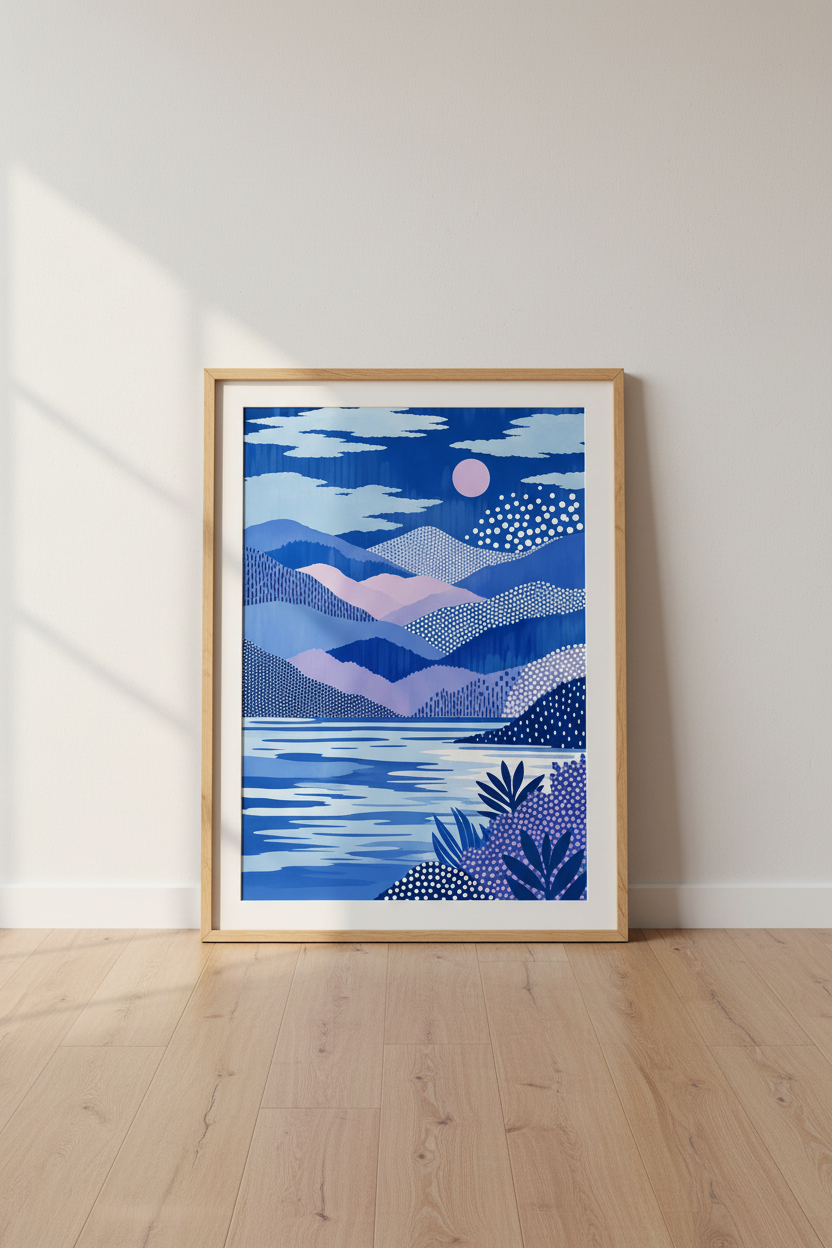 Abstract Landscape | Modern blues &amp; purples, Living Room Decor