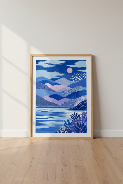 Abstract Landscape | Modern blues &amp; purples, Living Room Decor