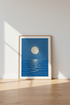 Moon Reflection Ocean Wall Art | Blue Pointillism Poster | Coastal Bedroom Decor