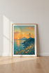 Lighthouse Sunset Wall Art Print | Japanese Woodblock Coastal Decor | Ukiyo-e Poster