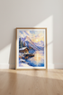 Watercolor Mountain Lake Cabin Wall Art | Rustic Winter Poster | Alpine Nature Decor