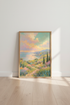 Coastal Mediterranean Landscape Wall Art | Pastel Sunset Poster | Dreamy Impressionist