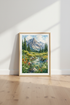 Mountain Landscape Watercolor Art | Nature Meadow Poster, Living Room Decor