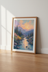 Mountain Landscape Wall Art | Sunset River Vista, Impressionist Nature Poster