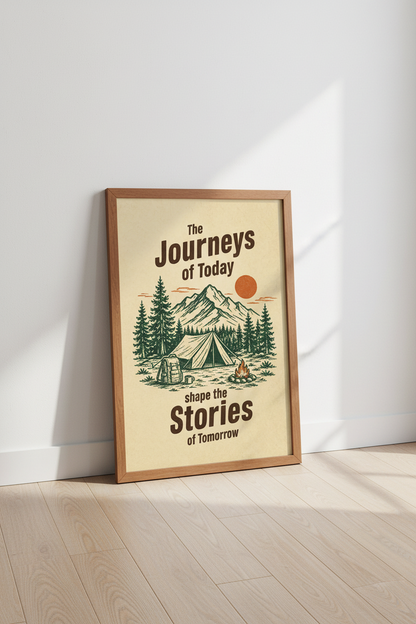 Vintage Mountain Camping Wall Art | Adventure Quotes, National Park Poster
