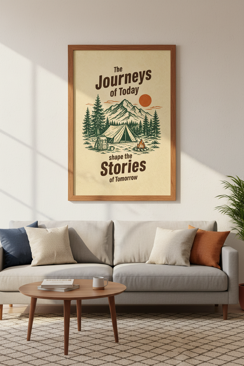 Vintage Mountain Camping Wall Art | Adventure Quotes, National Park Poster