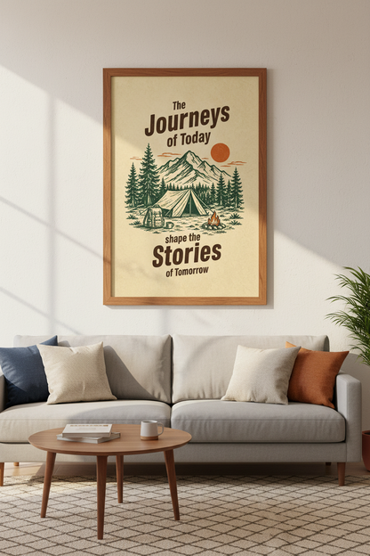 Vintage Mountain Camping Wall Art | Adventure Quotes, National Park Poster