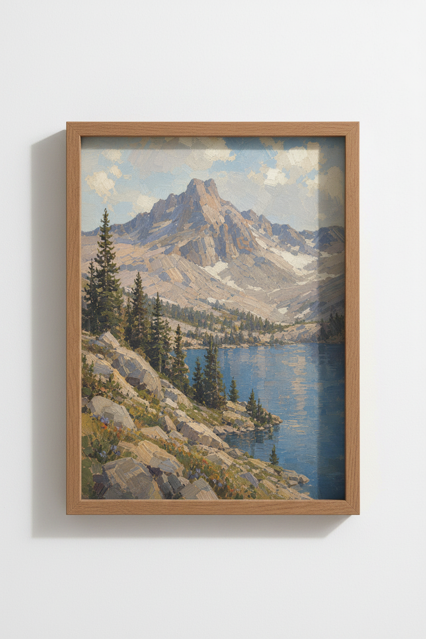 Mountain Wall Art | Alpine Landscape, Lake Blues, Living Room Decor