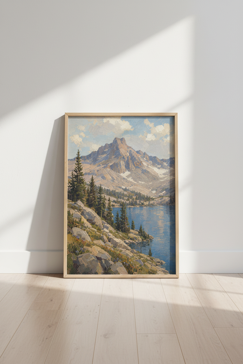 Mountain Wall Art | Alpine Landscape, Lake Blues, Living Room Decor