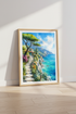 Amalfi Coast Watercolor | Mediterranean Landscape Art, Coastal Home Decor