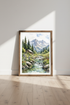 Mountain Cabin Watercolor Wall Art | Nature Landscape Decor | Rustic Lodge Poster