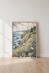 Lighthouse Landscape Watercolor Print | Coastal Home Decor | Soft Pastel Poster