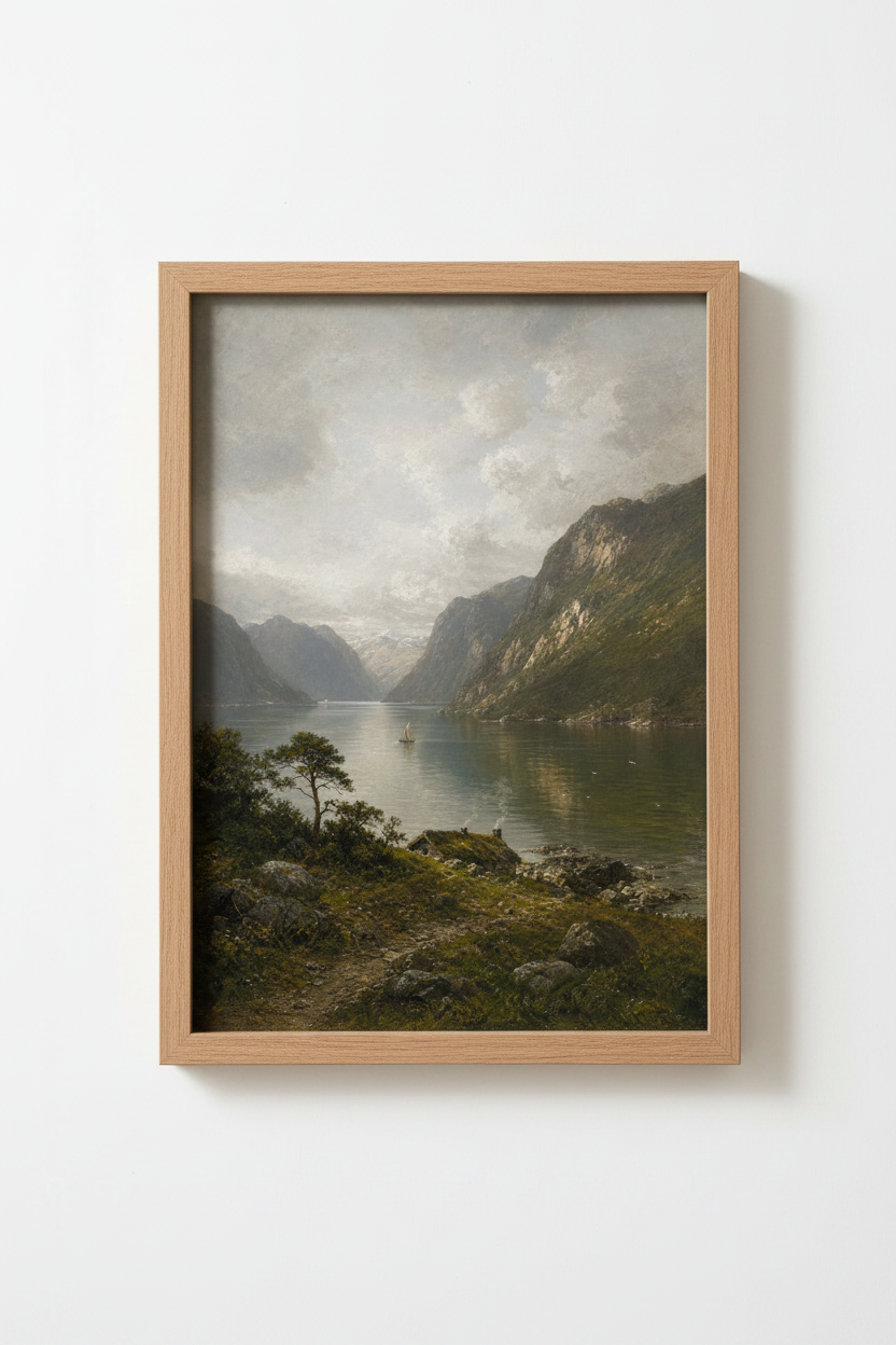 Fjord Landscape Wall Art Print | Living Room Decor | Minimalist Poster