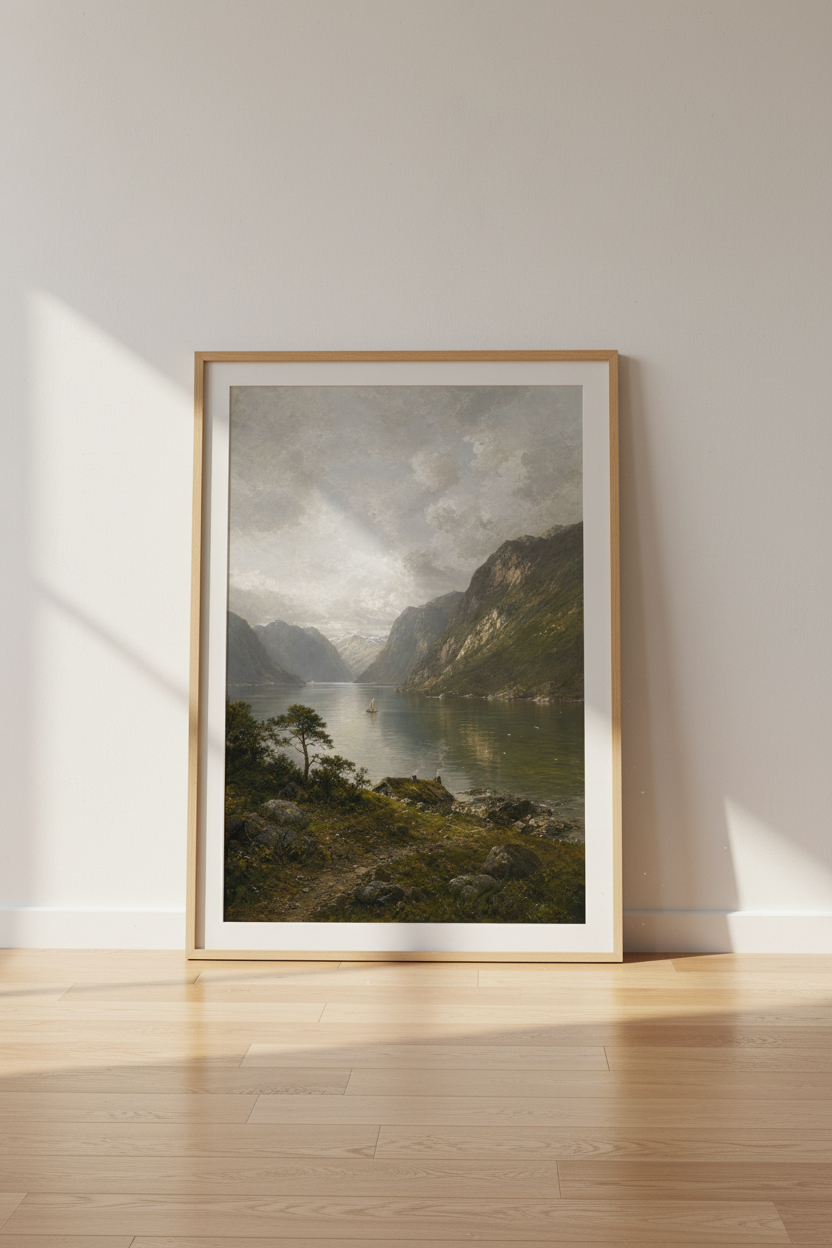 Fjord Landscape Wall Art Print | Living Room Decor | Minimalist Poster