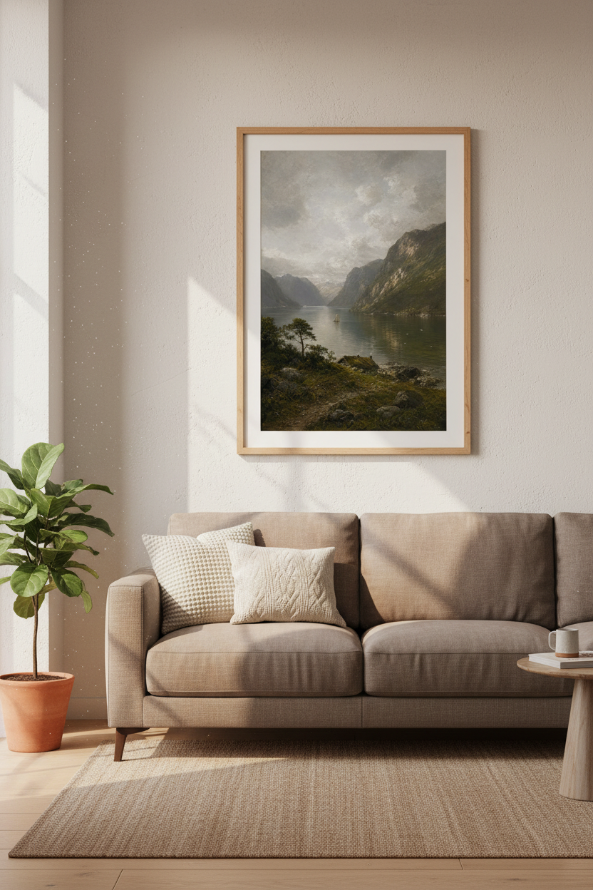 Fjord Landscape Wall Art Print | Living Room Decor | Minimalist Poster