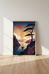 Sailboat Sunset Landscape Wall Art | Minimalist Coastal Decor | Mid Century Modern Poster