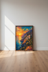 Coastal Sunset Oil Painting | Italy Amalfi Coast Poster, Mediterranean Decor