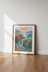Waterfall Landscape Wall Art | Colorful Coastal Impasto Print, Living Room Decor