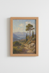 Mediterranean Landscape Poster | Sunlit Hillside, Tuscan Tones | Living Room Decor