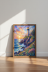 Lighthouse Stained Glass Wall Art | Coastal Sunset Mosaic Decor, Beach House Poster