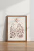 Boho Desert Landscape | Terracotta Moon & Cactus Print, Southwestern Room Decor